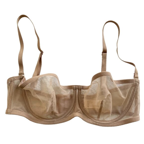 ERES STRETCH TULLE BEIGE NUDE MESH CONVERTIBLE BALCONETTE BRA 34C - Picture 1 of 4